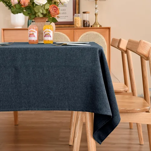 Miniatura 20 de Mantel rectangular de 55 x 95 pulgadas, impermeable, resistente a las manchas y a las arrugas, lavable, mantel de lino sintético resistente, mantel
