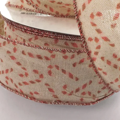 Miniatura 2 de Bastones de caramelo en cinta de arpillera con alambre de 2 1/2 pulgadas por 10 yardas