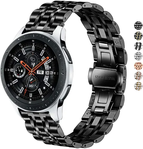 DEALELE Correa compatible con Samsung Gear S3 / Galaxy Watch 1.811 in / Galaxy Watch 3 1.772 in, 0.866 in 7 filas correa de repuesto de metal de