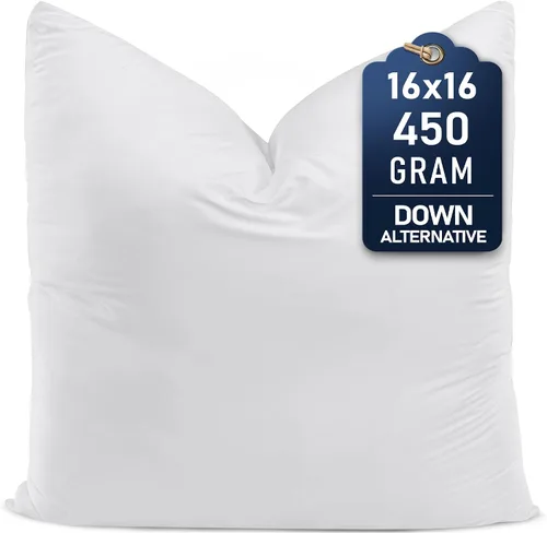 Utopia Bedding Juego de 1 almohada (1 unidad, color blanco) – Almohadas alternativas de plumón de 16 x 16 pulgadas para cama, sofá y sofá, almohada