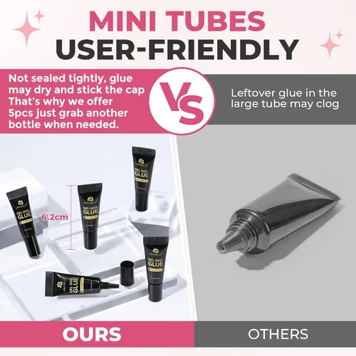 Miniatura 4 de UNA GELLA Pegamento de uñas súper fuerte de 0.07 onzas líquidas x 5 piezas para uñas a presión, puntas de uñas y uñas postizas transparentes, mini