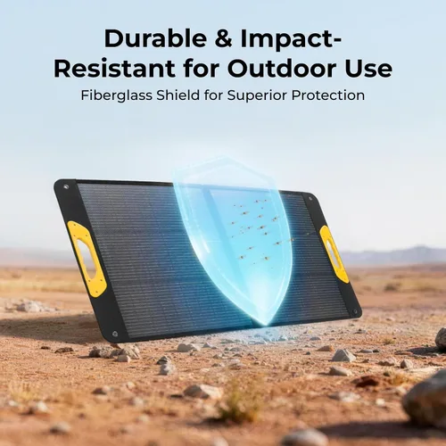 Miniatura 6 de BougeRV Panel solar portátil de 100 W, cargador solar de fibra de vidrio, hasta un 25% de eficiencia de conversión, panel solar plegable tipo N