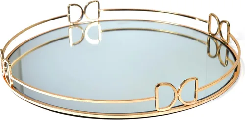 Miniatura 12 de Bandeja decorativa de cristal de metal con espejo para perfumes, organizador de cosméticos, bandeja de almacenamiento para joyas, bandejas