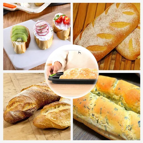 Miniatura 7 de Molde de silicona para baguette, antiadherente de 3 olas, pan de tostada francesa, molde para hornear, moldes de silicona perforados, molde para 3