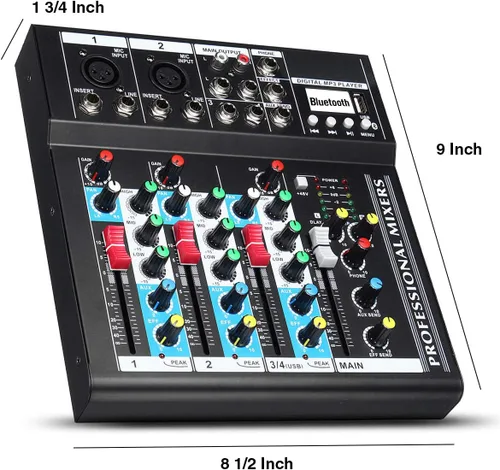 Miniatura 5 de Boytone. Mezclador de audio profesional Placa de sonido Sistema de consola Interfaz de 4 canales USB digital Bluetooth Digital MP3 Entrada