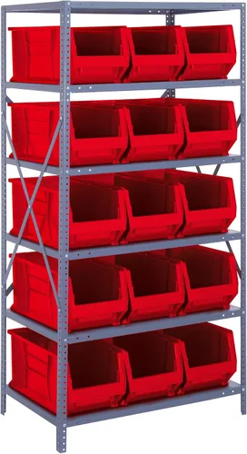 Miniatura 262 de Quantum QSBU-245BK Heavy Duty Shelving Unit with (7) Shelves and (24) QUS245 Black Bins for Garage Warehouse Storage Distribution 400 lb Load