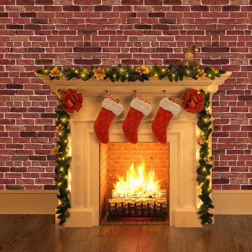 Miniatura 5 de Chuangdi 2 piezas de telón de fondo de pared de piedra de 4.5 x 9 pies, decorado de escena de pared de piedra, papel tapiz, cortinas, puerta, mantel