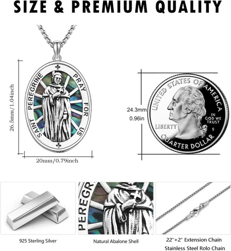 Miniatura 388 de Collar de plata de ley 925 con medalla de San Patrón, colgante de protección católica, amuleto, joyería religiosa para hombres y mujeres