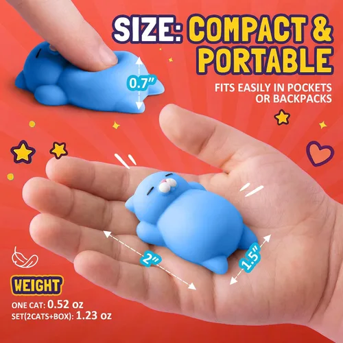 Miniatura 3 de Nutty Toys Juego de Gatos Suaves - Gatitos Kawaii de Silicona Suave de 2", Juguete Principal para Alivio del Estrés 2025 Regalos Únicos