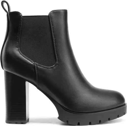 Miniatura 2 de DREAM PAIRS Chelsea - Botas al tobillo para mujer, con plataforma, tacón alto y grueso, con elástico lateral