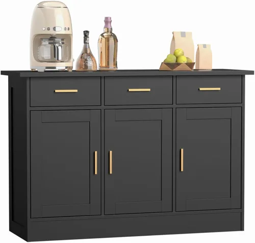 Miniatura 10 de Gabinete de buffet con almacenamiento – Buffets y aparadores Armario de almacenamiento de cocina, mesa consola de madera mesa de café bar armarios