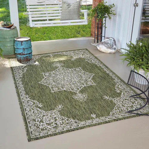 Miniatura 23 de Unique Loom Outdoor Traditional Collection - Alfombra de área antigua (4 pies 1 pulgada x 6 pies 1 pulgada, rectangular, beige y negro)