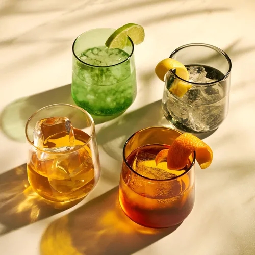 Miniatura 5 de Viski Aurora Tumblers - Copas de vino de colores, divertidas copas de cóctel teñidas en transparente, gris, verde y ámbar, aptas para lavavajillas
