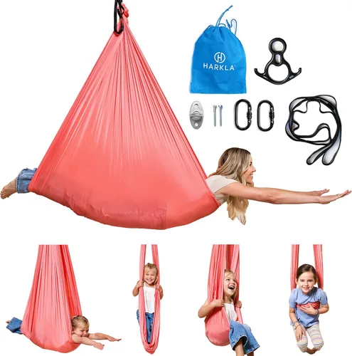 Miniatura 15 de Harkla Columpio sensorial para niños y adultos, soporta 300 libras, columpio sensorial para interiores y exteriores para un efecto calmante similar