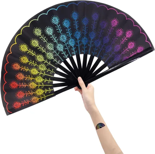 Abanico grande plegable de mano para mujeres/hombres, ventiladores de mano chinease/japonés de bambú y tela de nailon, perfecto para refrescar,