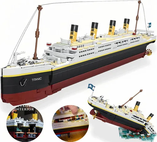 Miniatura 11 de Titanic Ship - Juego de bloques de construcción modelo de barco, juegos de rompecabezas 3D, juguetes educativos de bricolaje, juguete de ladrillos