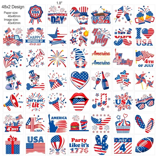 Miniatura 3 de HOWAF 96 tatuajes temporales del 4 de julio, calcomanías de tatuaje del Día de la Independencia para decoración de fiestas temáticas patrióticas