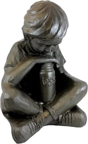 Miniatura 31 de Emsco Group 92246 Estatua de niño soñando despierto – Aspecto natural – Hecha de resina – Ligera – 40 cm de altura para jardín, BRONCE