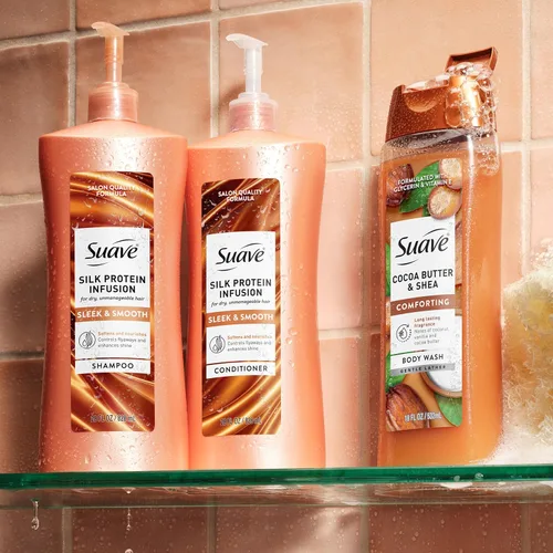 Miniatura 7 de Suave Silk Protein - Champú suave y elegante para cabello seco e inmanejable, antihumedad + control de encrespamiento 48 horas, mejora el brillo