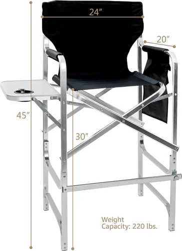 Miniatura 3 de Trademark Innovations Silla de director, aluminio, negro