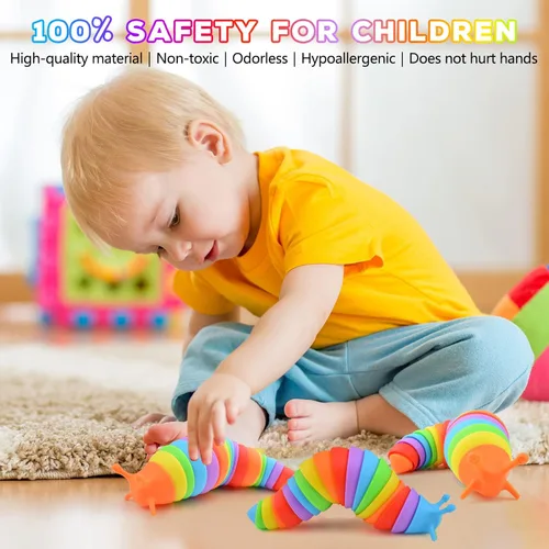 Miniatura 5 de Cevioce Juguete Fidget de Babosa, Juguete Sensorial Fidget de Babosa para Niños y Adultos, 2 Piezas de Lindos Juguetes Sensoriales Articulados en 3D