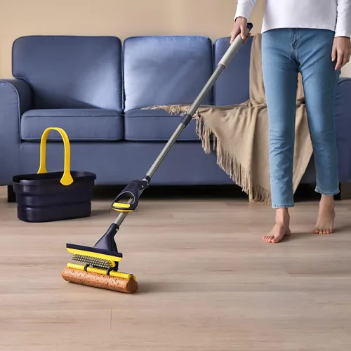 Miniatura 7 de Yocada - Mopa de esponja para uso comercial o para el hogar, para suelos y azulejos de baño, garaje, limpieza; incluye 3 cabezales de esponja