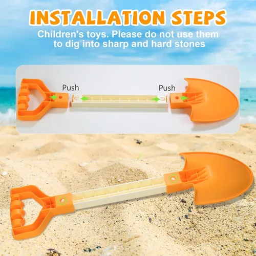 Miniatura 7 de Palas de playa de arena largas de 20 pulgadas para niños, palas de plástico resistente de verano, cucharas para arena, palas, juguete para caja