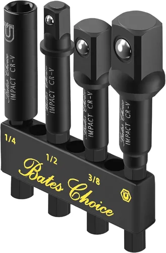 Miniatura 10 de Juego de adaptadores de enchufe de impacto Bates, 3 piezas, 1/4", 3/8" y 1/2", con soporte