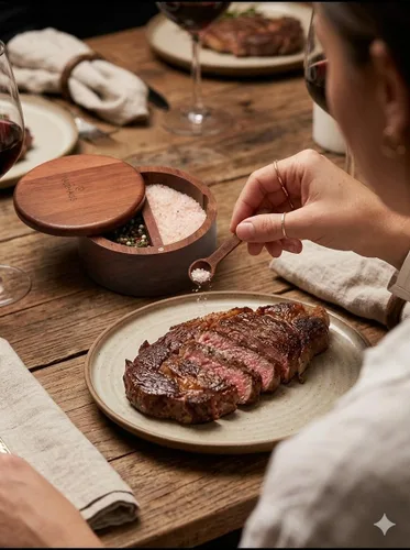 Miniatura 2 de Juego de cuencos de sal y pimienta de madera de acacia con tapa magnética giratoria y cuchara, organizador ecológico para encimera de cocina
