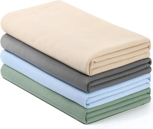 Miniatura 10 de CottCare Mantas envolventes de muselina para bebés para niños y niñas, paquete de 4 unidades, transpirables y agradables al tacto, mantas Verde