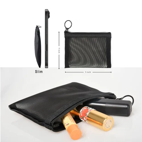 Miniatura 7 de patu Mini bolsas de malla con cremallera, 4" x 5", tamaño S / A7, 5 piezas, organizador de accesorios cosméticos de maquillaje y belleza