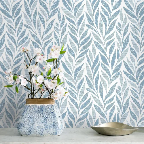 Miniatura 8 de Safiyya Papel tapiz autoadhesivo para despegar y pegar, papel de contacto bohemio moderno para dormitorio, papel tapiz azul y blanco, rollo