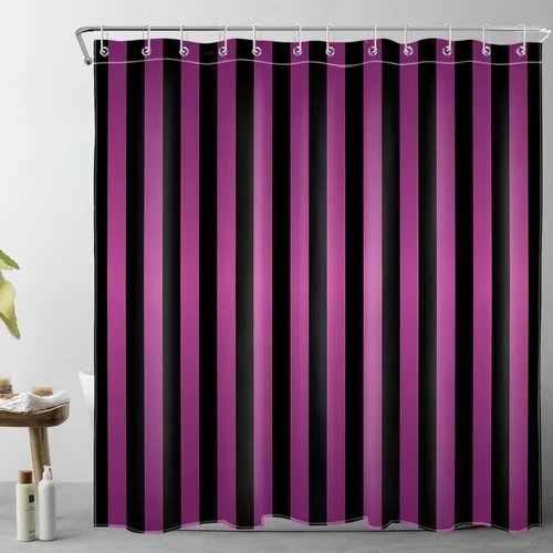 Miniatura 15 de LB Cortina de ducha a rayas naranjas y negras, cortina de ducha de arte estético de Halloween con patrón geométrico para baño, 60 x 72 pulgadas