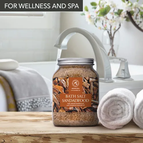 Miniatura 7 de Sal marina de baño sándalo 46 onzas (45.86 oz) – Sales de baño con sándalo y canela aceite esencial para baño – Baño relajante – Relajación muscular