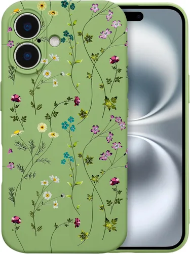 Miniatura 58 de RALEAVO Funda Floral para iPhone 12, Cubierta de Silicona Líquida con Bonito Patrón de Rama de Flores para Niñas y Mujeres, Funda Protectora de Goma