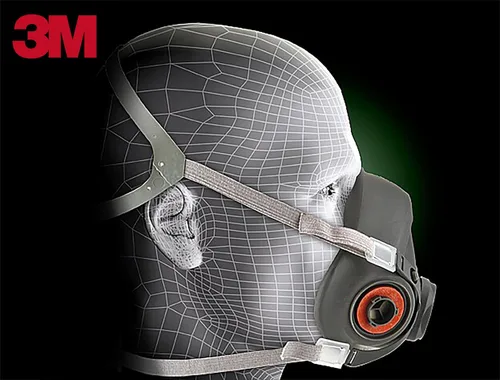 Miniatura 6 de 3M Respirador reutilizable de media cara 6300, NIOSH, arnés de cuatro puntos, ajuste cómodo, compatible con aire suministrado de doble línea
