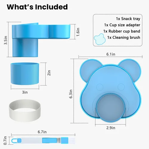 Miniatura 7 de Bandeja para asiento de automóvil – Convierte el portavasos en aperitivos, bandeja de juguetes para niños de viaje, giratoria 360 grados (azul)
