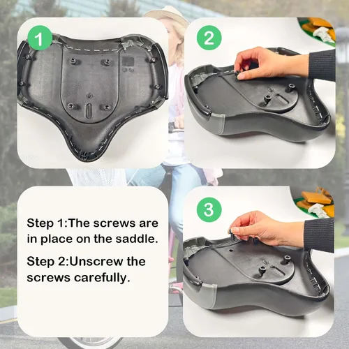 Miniatura 6 de Asiento ergonómico de gran tamaño para bicicleta con respaldo para hombres y mujeres, altura ajustable para triciclo, ciudad, viajero, bicicleta