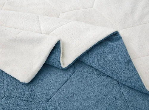 Miniatura 7 de Chezmoi Collection Wynne - Juego de edredón sherpa de panal de 3 piezas, ropa de cama reversible de doble cara, tamaño matrimonial, color azul