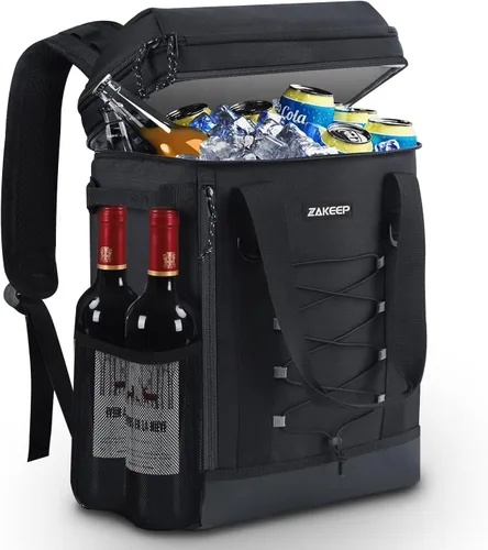 Miniatura 8 de ZAKEEP Mochila enfriadora, 36 latas, multifuncional, a prueba de fugas, con asa superior acolchada, bolsillo de malla para acampar y barbacoa Negro