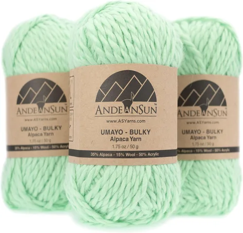 Miniatura 12 de (3 madejas pequeñas y hermosas) Mezcla de hilo de alpaca Umayo [165 yardas en total] Rojo, #5 voluminoso