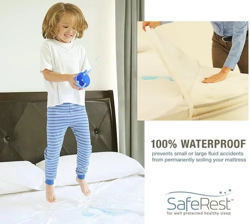 Miniatura 5 de Protector de almohada SafeRest Premium, hipoalergénico, a prueba de chinche de cama, con cierre zipper e impermeable, Algodón, Blanco, Estándar