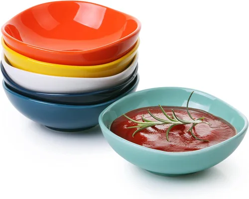 BTaT- - Cuencos para inmersión, 5 onzas, juego de 6, cuencos coloridos, cuencos de cerámica para salsa, cuencos pequeños para sumergir, cuencos para