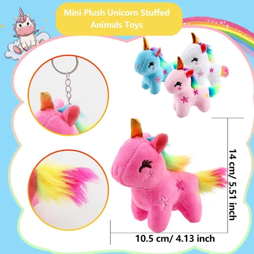 Miniatura 2 de Paquete de 16 mini juguetes de unicornio de peluche, pequeño unicornio de peluche, lindo llavero de peluche, juguetes a granel para Navidad