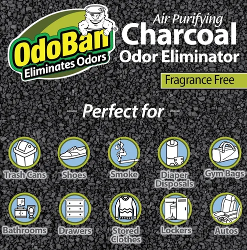 Miniatura 7 de OdoBan Carbón Purificador de Aire Eliminador de Olores Natural, Fórmula No Tóxica, Hecho en los EE. UU., Sin Fragancia, Pack de 6, 200 Gramos Cada