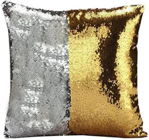 Miniatura 2 de MOCOFO Fundas de almohada decorativas de lentejuelas mágicas reversibles 16x16-2 de plata a oro + 2 de oro a negro de ante premium para habitación 4