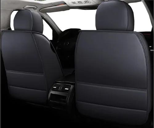 Miniatura 4 de Fundas de asiento de automóvil de cuero, juego completo de fundas de asiento de cobertura completa con soporte lumbar fijo, fundas de asiento