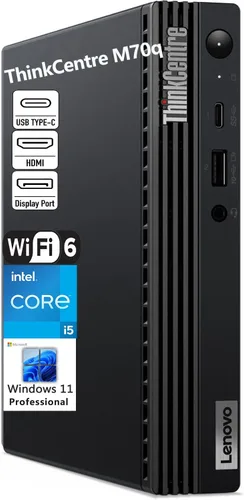 Lenovo ThinkCentre M70q Computadora de Escritorio Mini PC para Negocios, 64GB DDR4 RAM, 1TB PCIe SSD, Intel 6-Core i5-10400 (Supera i7-8700), WiFi