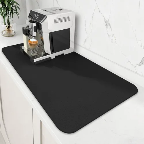 Miniatura 11 de WISELIFE Tapete de café súper absorbente para secar platos, accesorios de barra de café, combina con máquina, tapetes de secado grandes para Negro