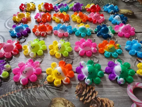 Miniatura 3 de 100 paquetes a granel de llavero de pulpo para mochila, mini llavero para reventar para estudiantes, regalos, pulpo, animal marino, recuerdos